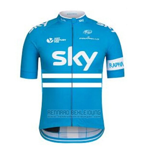 2016 Fahrradbekleidung Sky Azurblau Trikot Kurzarm und Tragerhose - zum Schließen ins Bild klicken